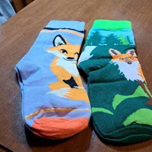 Fox Patterned Socks - Blue and Green/ BUNDLE ONLY